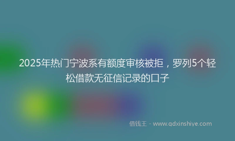 2025年热门宁波系有额度审核被拒，罗列5个轻松借款无征信记录的口子