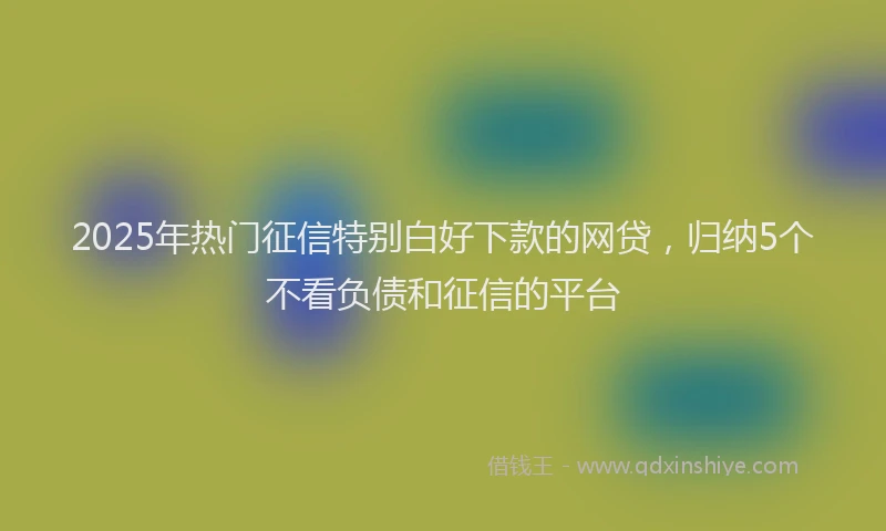 2025年热门征信特别白好下款的网贷，归纳5个不看负债和征信的平台
