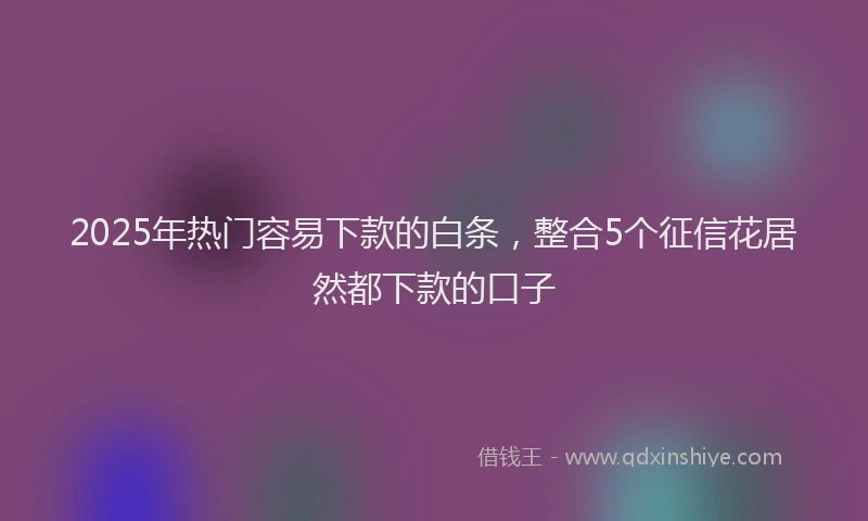 2025年热门容易下款的白条，整合5个征信花居然都下款的口子