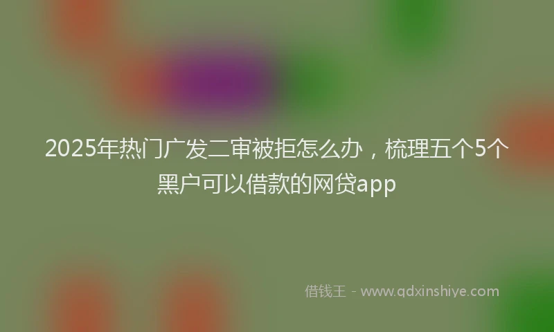 2025年热门广发二审被拒怎么办，梳理五个5个黑户可以借款的网贷app