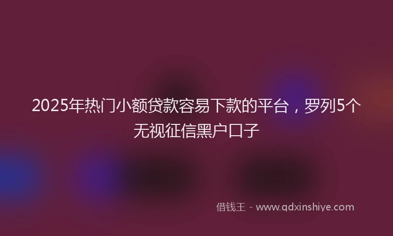 2025年热门小额贷款容易下款的平台，罗列5个无视征信黑户口子