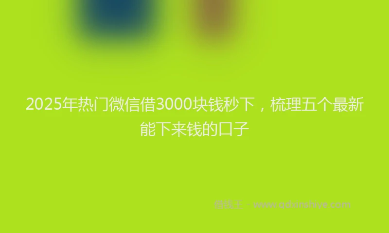 2025年热门微信借3000块钱秒下，梳理五个最新能下来钱的口子