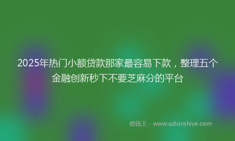 2025年热门小额贷款那家最容易下款，整理五个金融创新秒下不要芝麻分的平台