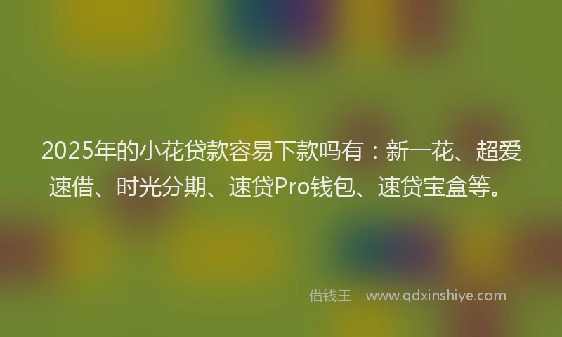2025年的小花贷款容易下款吗有：新一花、超爱速借、时光分期、速贷Pro钱包、速贷宝盒等。