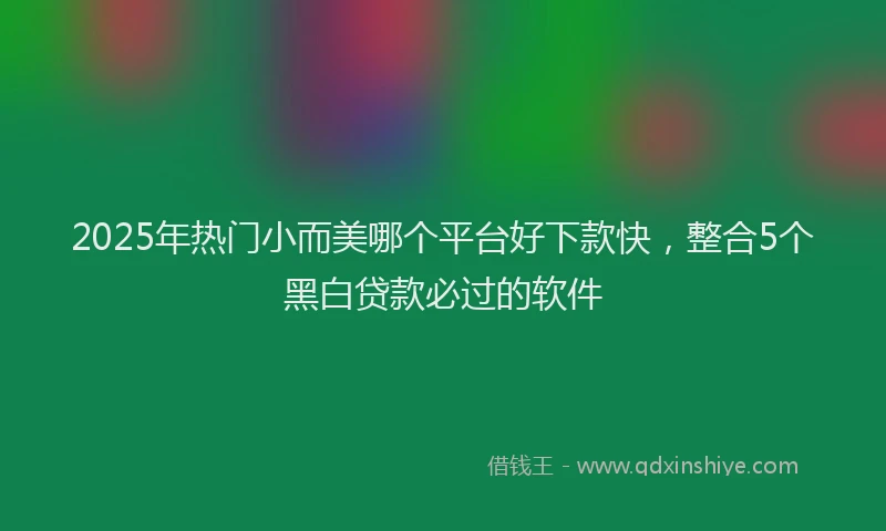 2025年热门小而美哪个平台好下款快，整合5个黑白贷款必过的软件