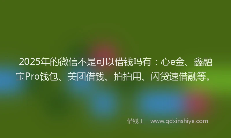 2025年的微信不是可以借钱吗有：心e金、鑫融宝Pro钱包、美团借钱、拍拍用、闪贷速借融等。