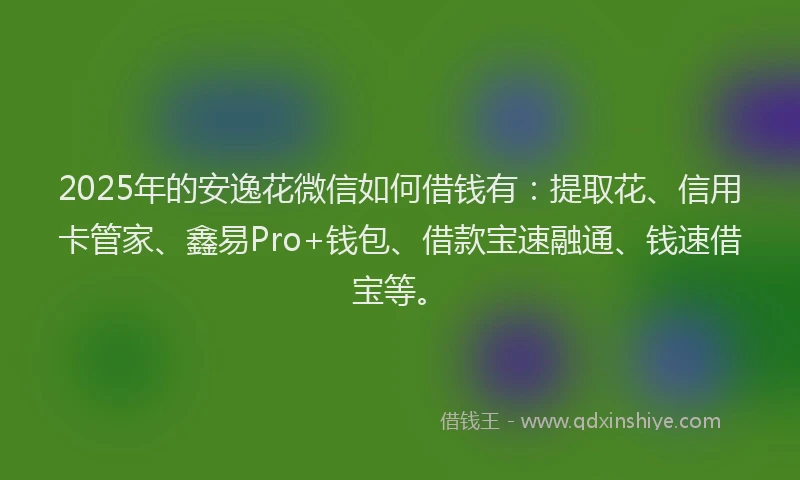 2025年的安逸花微信如何借钱有：提取花、信用卡管家、鑫易Pro+钱包、借款宝速融通、钱速借宝等。