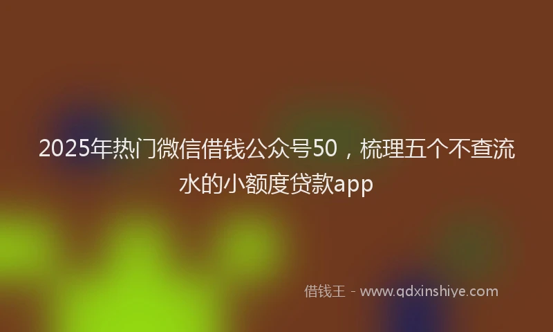 2025年热门微信借钱公众号50，梳理五个不查流水的小额度贷款app