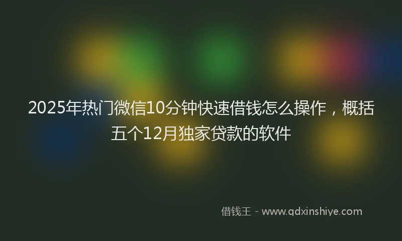 2025年热门微信10分钟快速借钱怎么操作，概括五个12月独家贷款的软件