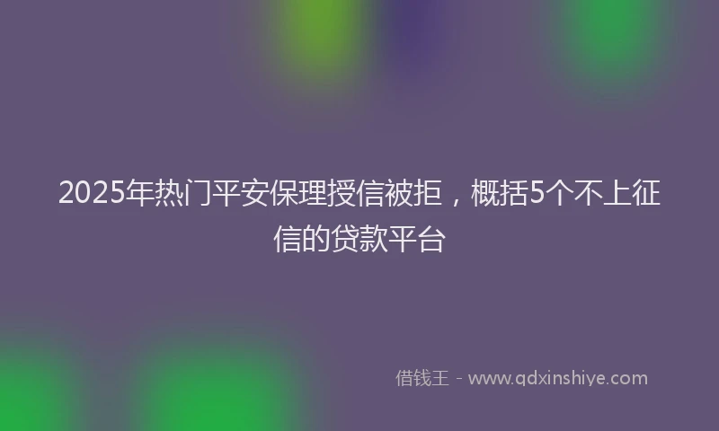 2025年热门平安保理授信被拒，概括5个不上征信的贷款平台
