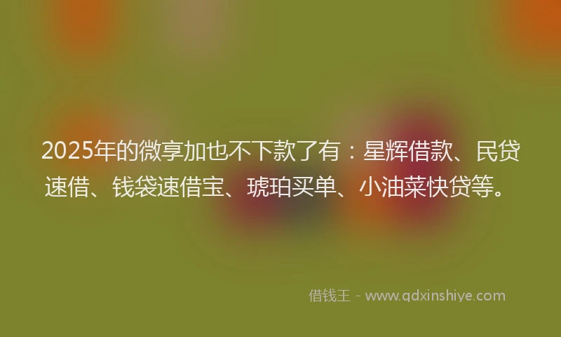 2025年的微享加也不下款了有：星辉借款、民贷速借、钱袋速借宝、琥珀买单、小油菜快贷等。