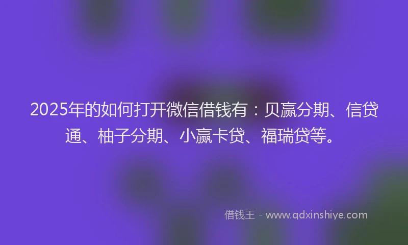 2025年的如何打开微信借钱有：贝赢分期、信贷通、柚子分期、小赢卡贷、福瑞贷等。