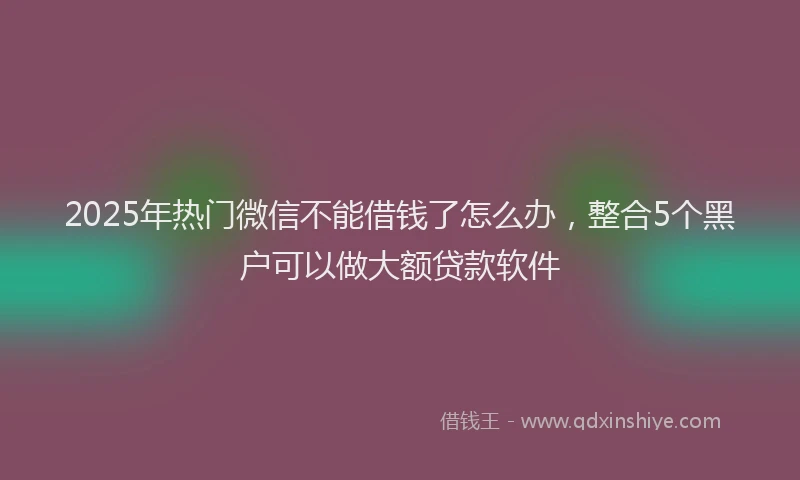 2025年热门微信不能借钱了怎么办，整合5个黑户可以做大额贷款软件
