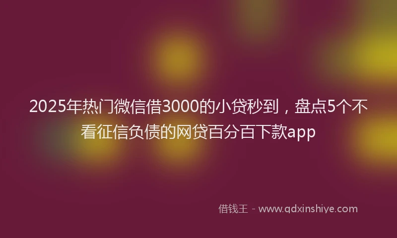 2025年热门微信借3000的小贷秒到，盘点5个不看征信负债的网贷百分百下款app
