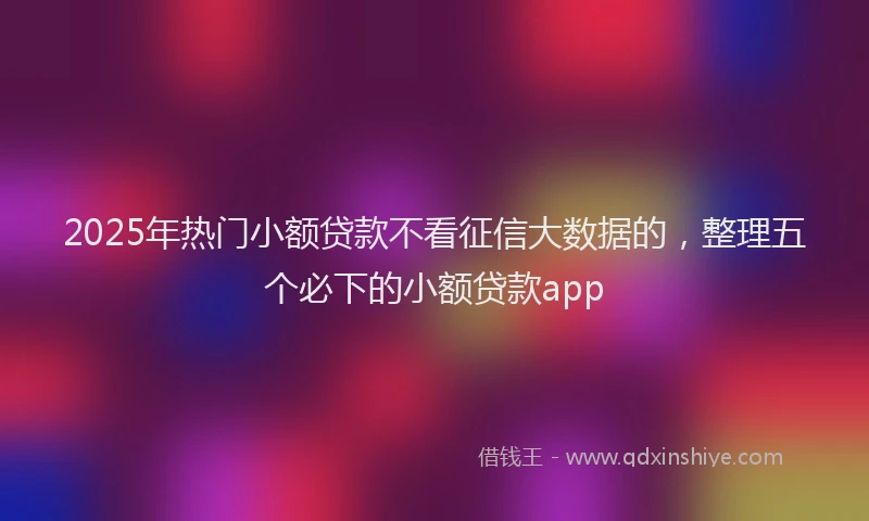 2025年热门小额贷款不看征信大数据的，整理五个必下的小额贷款app