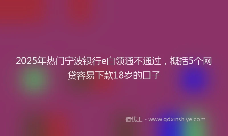 2025年热门宁波银行e白领通不通过，概括5个网贷容易下款18岁的口子