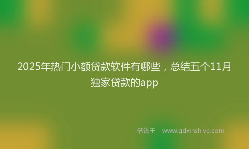 2025年热门小额贷款软件有哪些，总结五个11月独家贷款的app