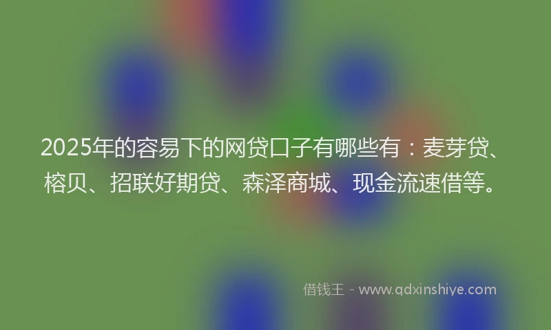 2025年的容易下的网贷口子有哪些有：麦芽贷、榕贝、招联好期贷、森泽商城、现金流速借等。
