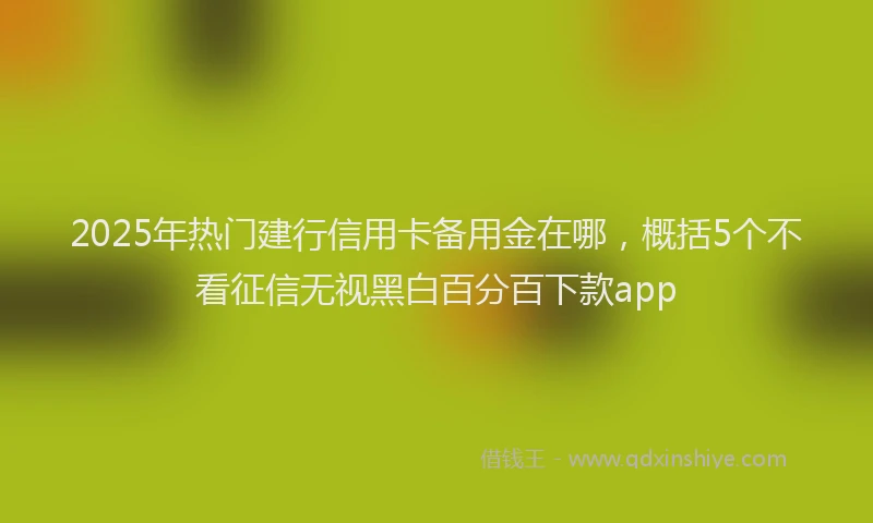 2025年热门建行信用卡备用金在哪，概括5个不看征信无视黑白百分百下款app