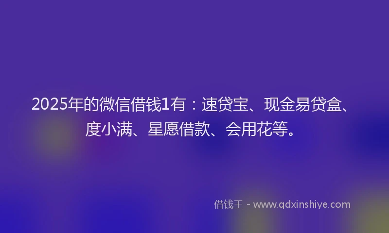 2025年的微信借钱1有:速贷宝、现金易贷盒、度小满、星愿借款、会用花等。