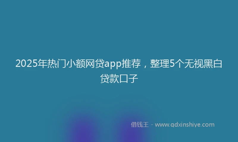 2025年热门小额网贷app推荐，整理5个无视黑白贷款口子