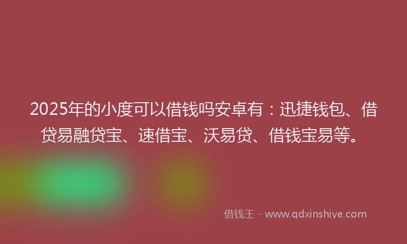 2025年的小度可以借钱吗安卓有：迅捷钱包、借贷易融贷宝、速借宝、沃易贷、借钱宝易等。