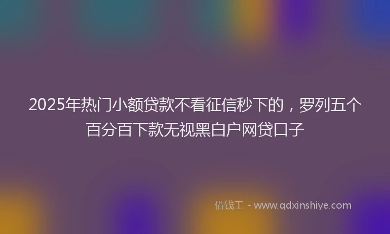 2025年热门小额贷款不看征信秒下的，罗列五个百分百下款无视黑白户网贷口子