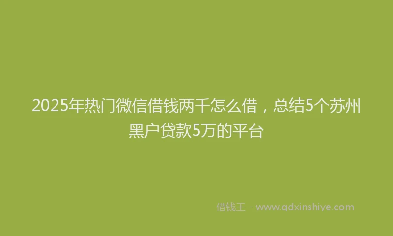 2025年热门微信借钱两千怎么借，总结5个苏州黑户贷款5万的平台