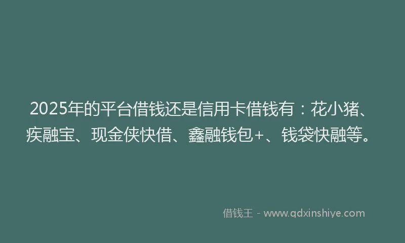2025年的平台借钱还是信用卡借钱有：花小猪、疾融宝、现金侠快借、鑫融钱包+、钱袋快融等。