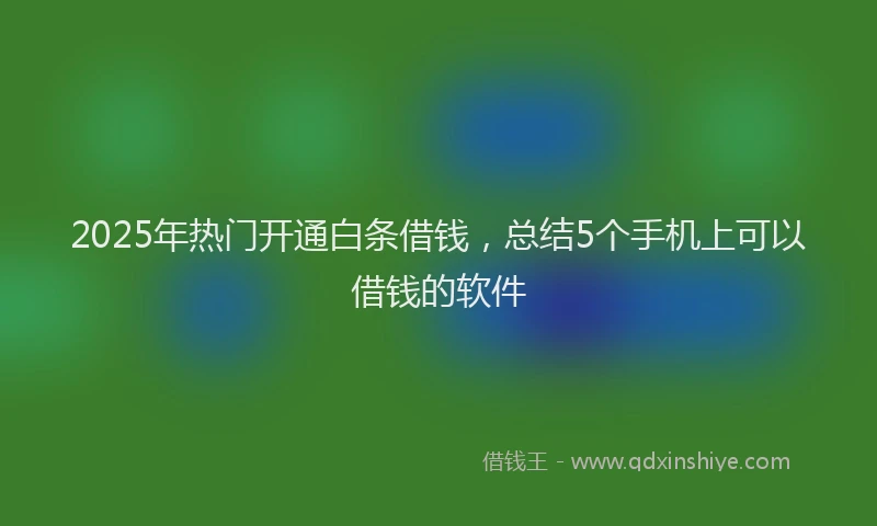 2025年热门开通白条借钱，总结5个手机上可以借钱的软件