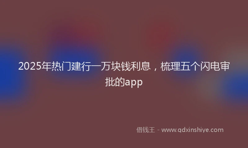 2025年热门建行一万块钱利息，梳理五个闪电审批的app