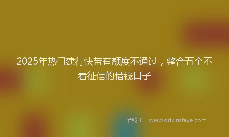 2025年热门建行快带有额度不通过，整合五个不看征信的借钱口子