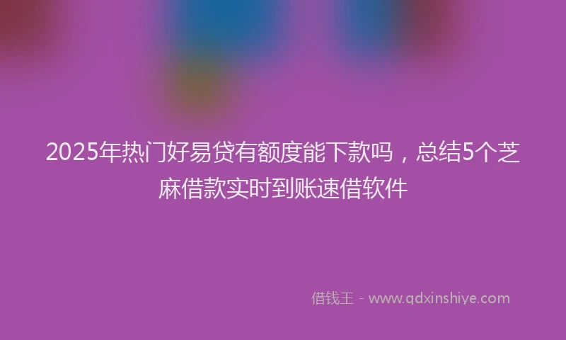 2025年热门好易贷有额度能下款吗，总结5个芝麻借款实时到账速借软件