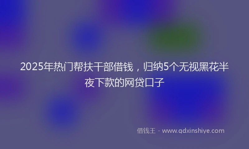 2025年热门帮扶干部借钱，归纳5个无视黑花半夜下款的网贷口子