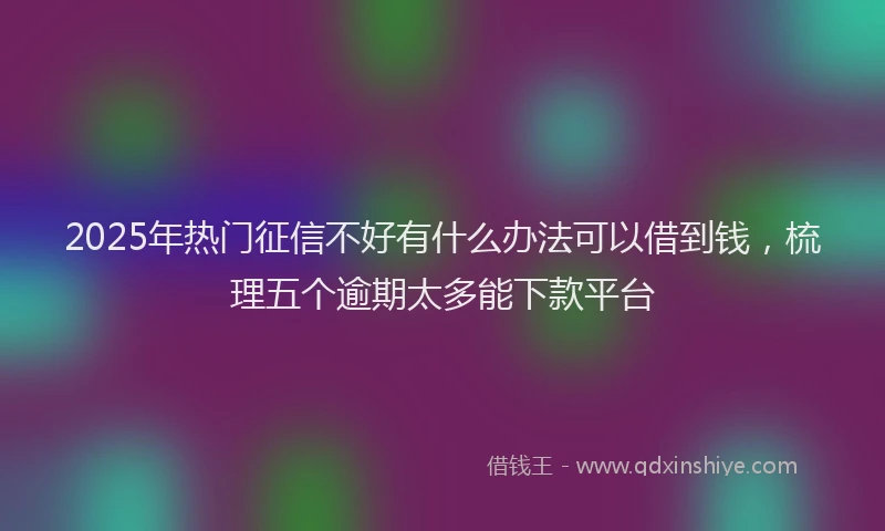 2025年热门征信不好有什么办法可以借到钱，梳理五个逾期太多能下款平台