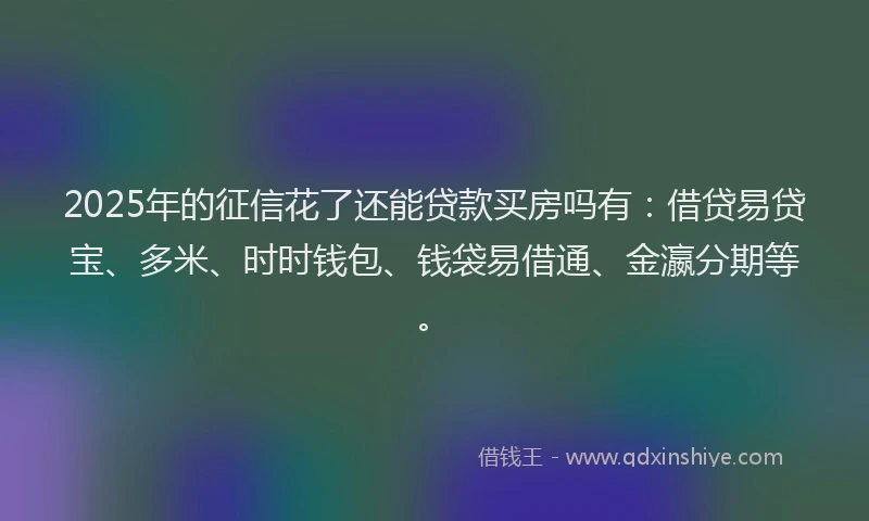 2025年的征信花了还能贷款买房吗有：借贷易贷宝、多米、时时钱包、钱袋易借通、金瀛分期等。