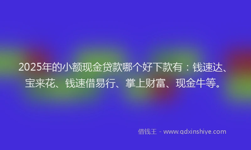 2025年的小额现金贷款哪个好下款有：钱速达、宝来花、钱速借易行、掌上财富、现金牛等。