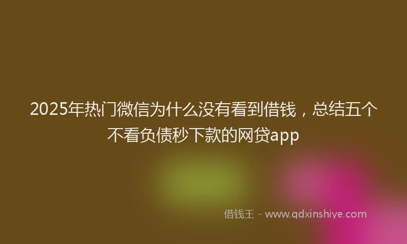 2025年热门微信为什么没有看到借钱，总结五个不看负债秒下款的网贷app