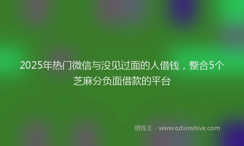 2025年热门微信与没见过面的人借钱，整合5个芝麻分负面借款的平台