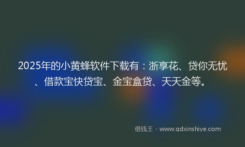 2025年的小黄蜂软件下载有：浙享花、贷你无忧、借款宝快贷宝、金宝盒贷、天天金等。