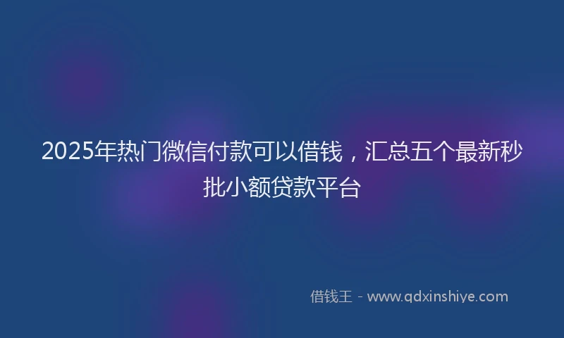 2025年热门微信付款可以借钱，汇总五个最新秒批小额贷款平台