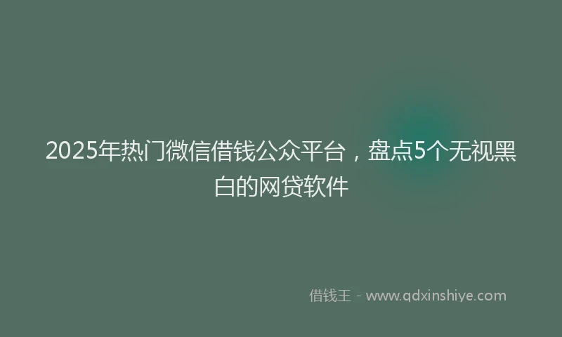 2025年热门微信借钱公众平台，盘点5个无视黑白的网贷软件