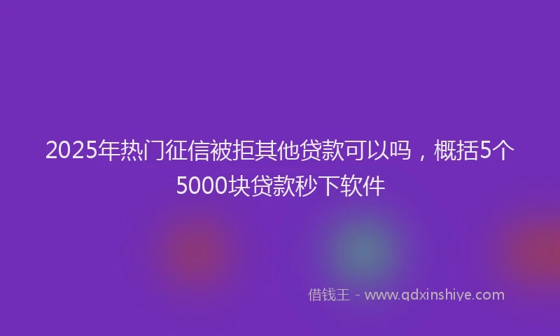 2025年热门征信被拒其他贷款可以吗，概括5个5000块贷款秒下软件