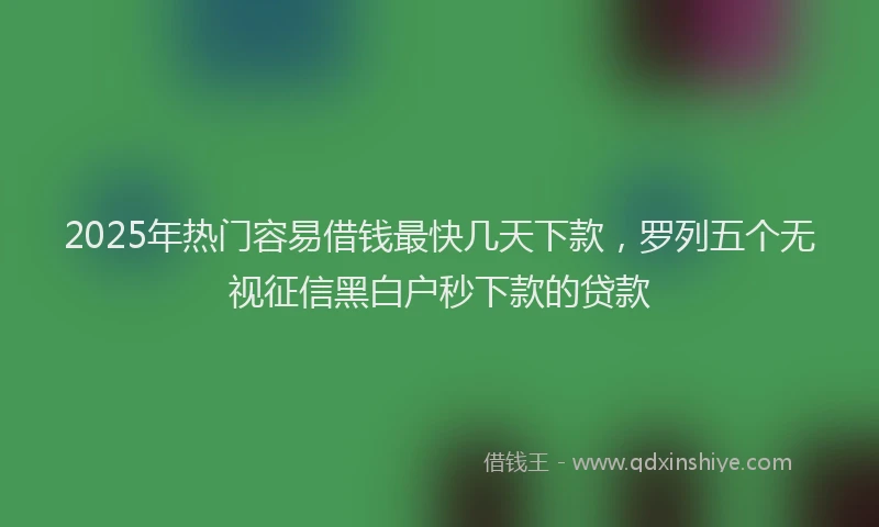 2025年热门容易借钱最快几天下款，罗列五个无视征信黑白户秒下款的贷款
