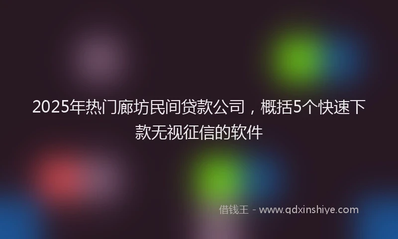 2025年热门廊坊民间贷款公司，概括5个快速下款无视征信的软件
