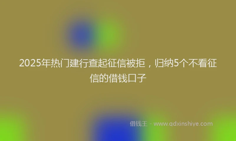 2025年热门建行查起征信被拒，归纳5个不看征信的借钱口子