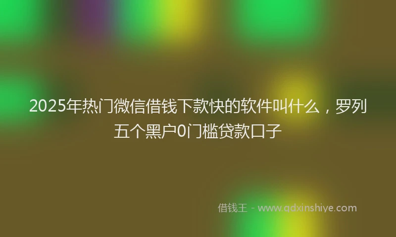 2025年热门微信借钱下款快的软件叫什么，罗列五个黑户0门槛贷款口子
