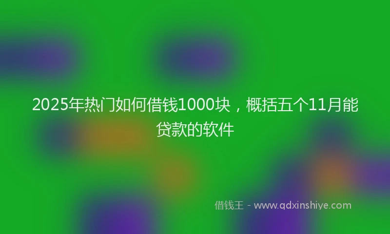 2025年热门如何借钱1000块，概括五个11月能贷款的软件