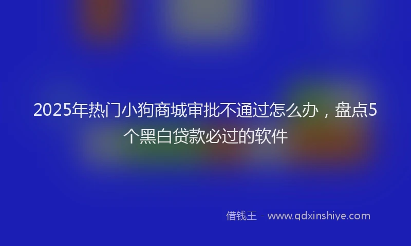 2025年热门小狗商城审批不通过怎么办，盘点5个黑白贷款必过的软件