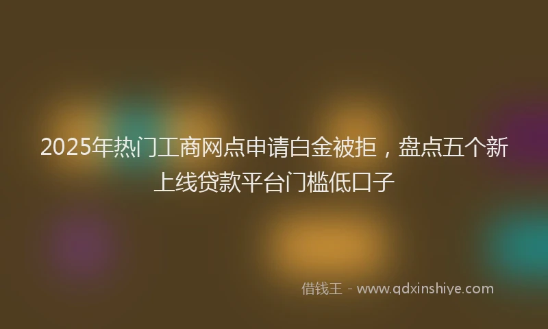 2025年热门工商网点申请白金被拒，盘点五个新上线贷款平台门槛低口子